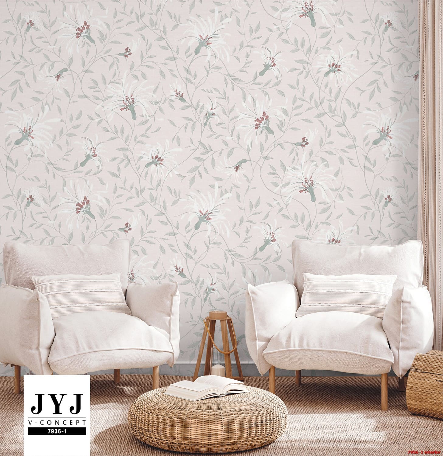 Giấy dán tường họa tiết hoa lá V-concept 7936-1 910k/cuộn