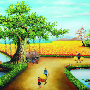 Tranh dán tường họa tiết đồng quê mẫu 2