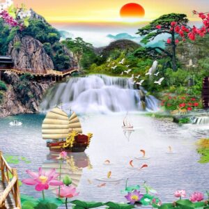 Tranh dán tường chủ đề sơn thủy mẫu 7